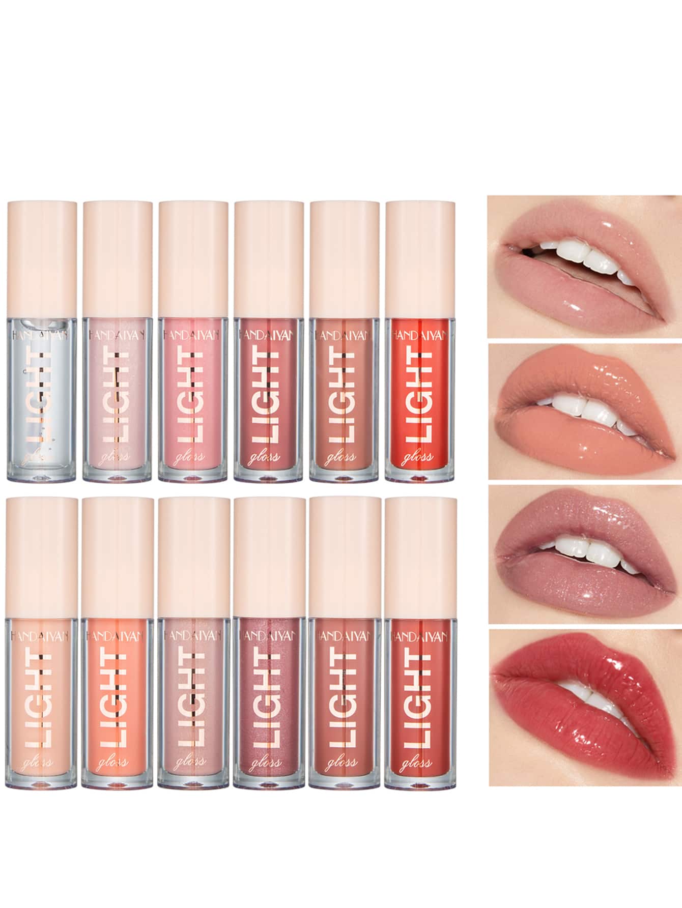 HANDAIYAN Glossy Mirror Glass Effect Lip Gloss, Liquid Shimmery Pearl Moisturizing Long-Lasting Lipstick