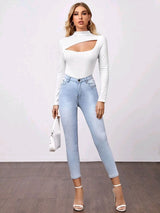 SHEIN Cutout Front Fitted Tee