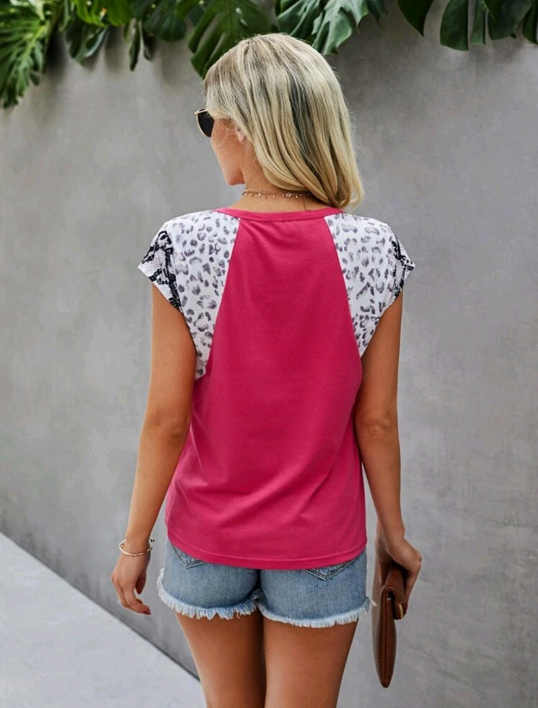Snakeskin Print Cap Sleeve Tee