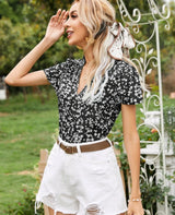 Ditsy Floral Notch Neck Blouse