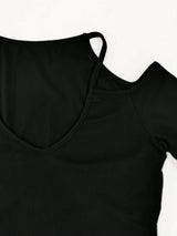 INAWLY Ladies' Solid Color Open Shoulder Long Sleeve Casual T-Shirt