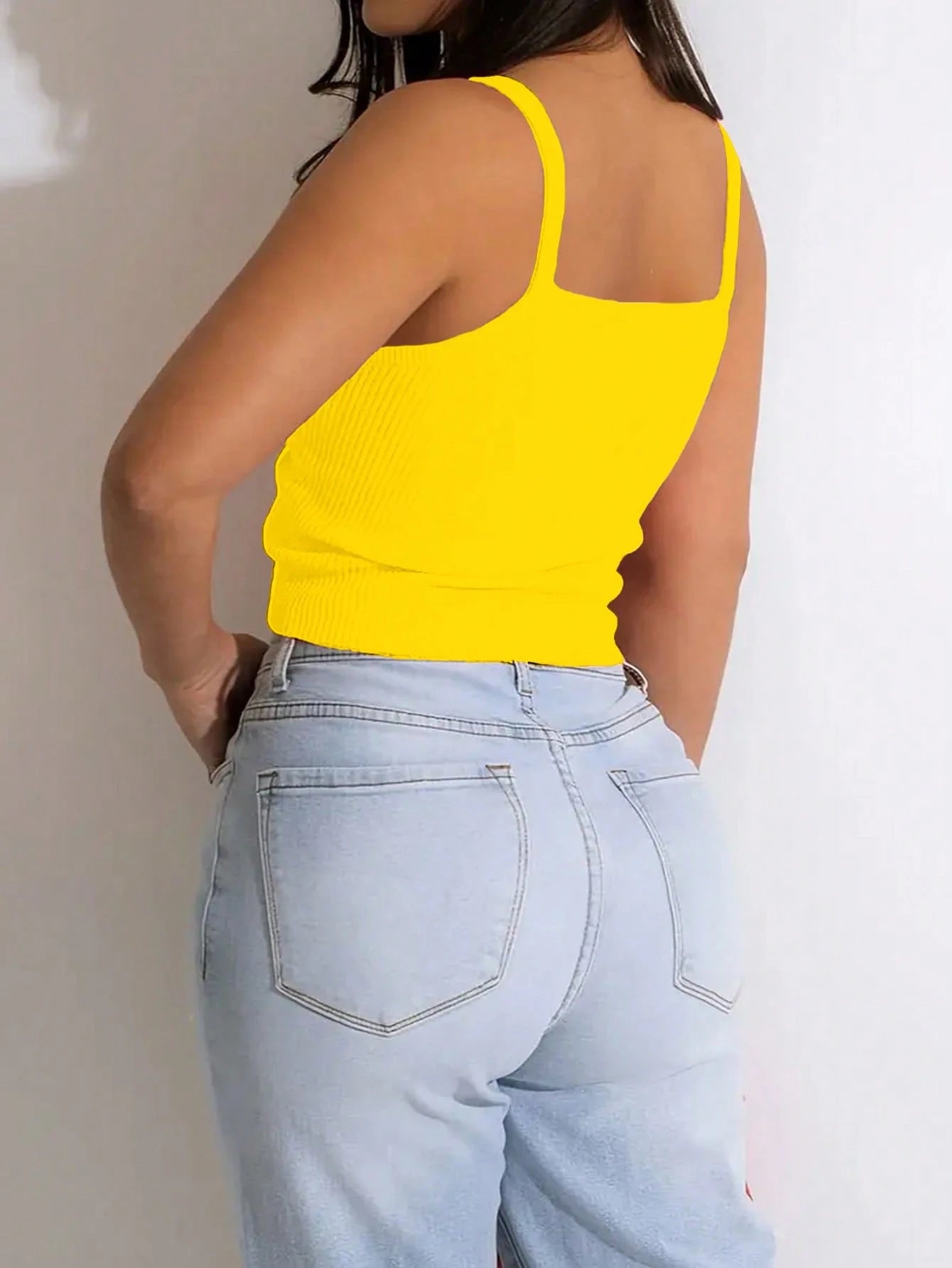 INAWLY Summer Fashion Solid Color Twist Crop Camisole Top