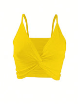 INAWLY Summer Fashion Solid Color Twist Crop Camisole Top