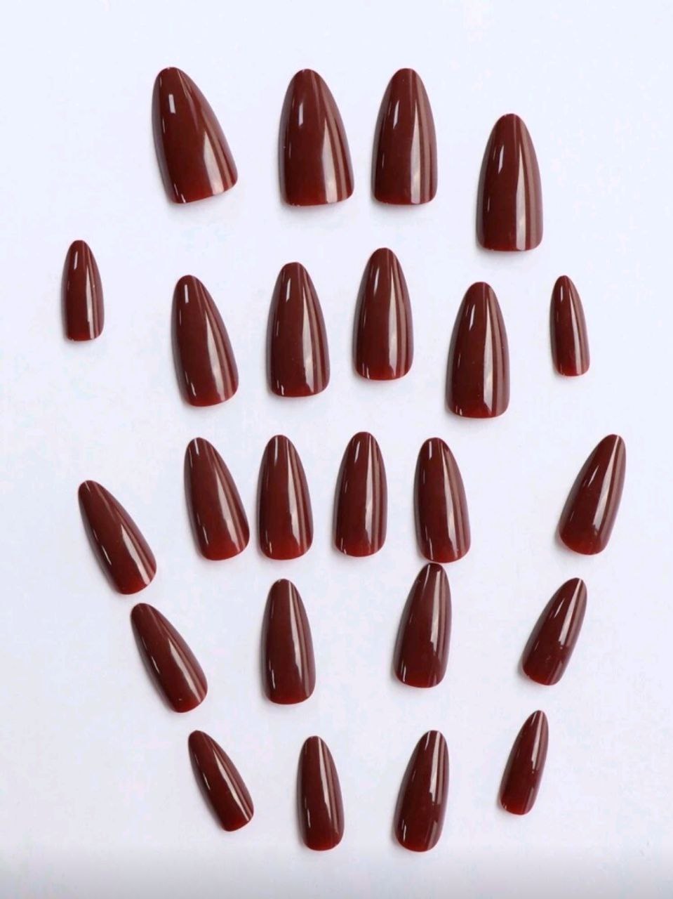 Instantly Upgrade Your Manicure! 24pcs Almond-Shaped Burgundy Nail Stickers