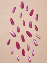 Instantly Upgrade Your Look With 24pcs Long Almond Pink Cat Eye Glitter Fake Nail