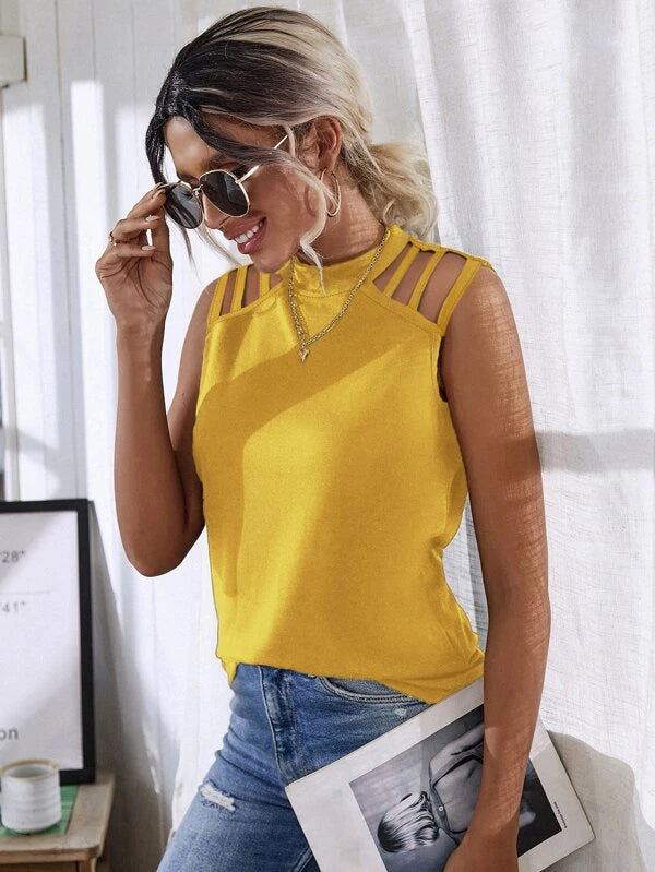 Keyhole Back Cutout Detail Tank Top