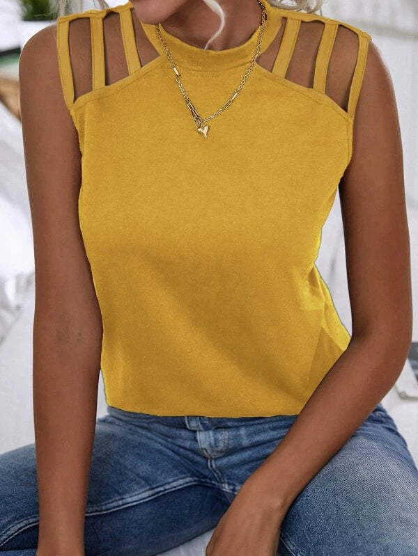 Keyhole Back Cutout Detail Tank Top