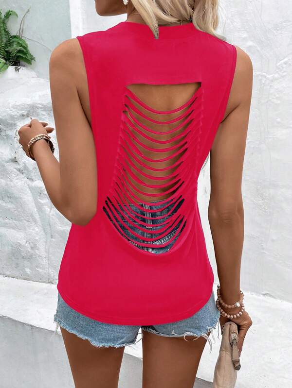 Ladder Cut Out Back Tank Top