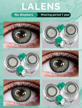 Lalens 1 Box (2 Pieces) 1 Year Disposable Crush Green Hazelnut Color Contact Lenses