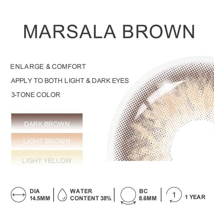 Lalens Marsala Colored Contact Lenses, 1-year Usage, 2-pcs, With 14.5mm Diameter , Natural Looking. , And Daily Commutes Brown.