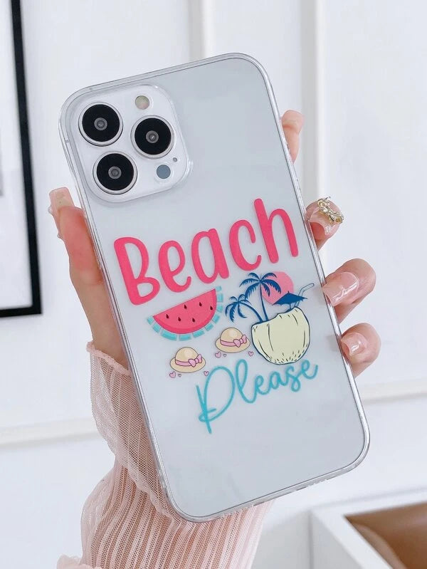 Letter Graphic Clear Phone Case