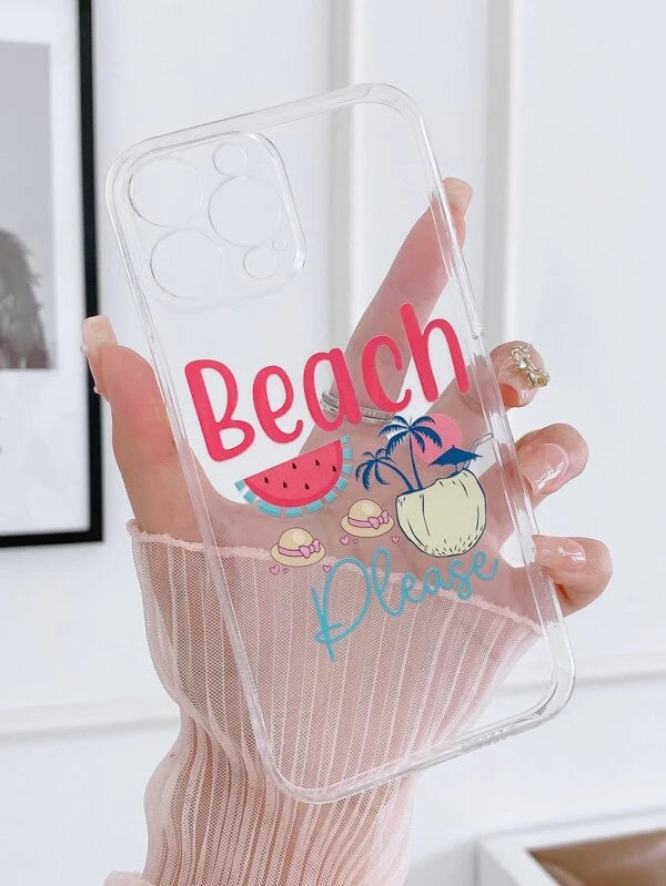 Letter Graphic Clear Phone Case