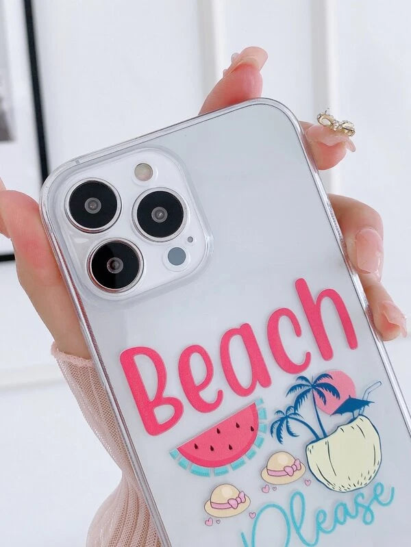 Letter Graphic Clear Phone Case