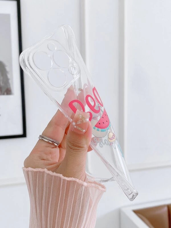 Letter Graphic Clear Phone Case