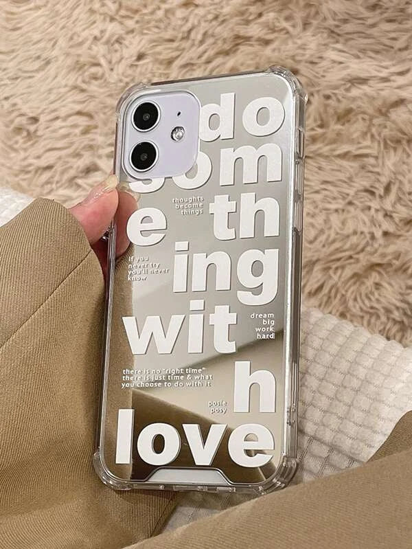 Letter Graphic Mirror Phone Case