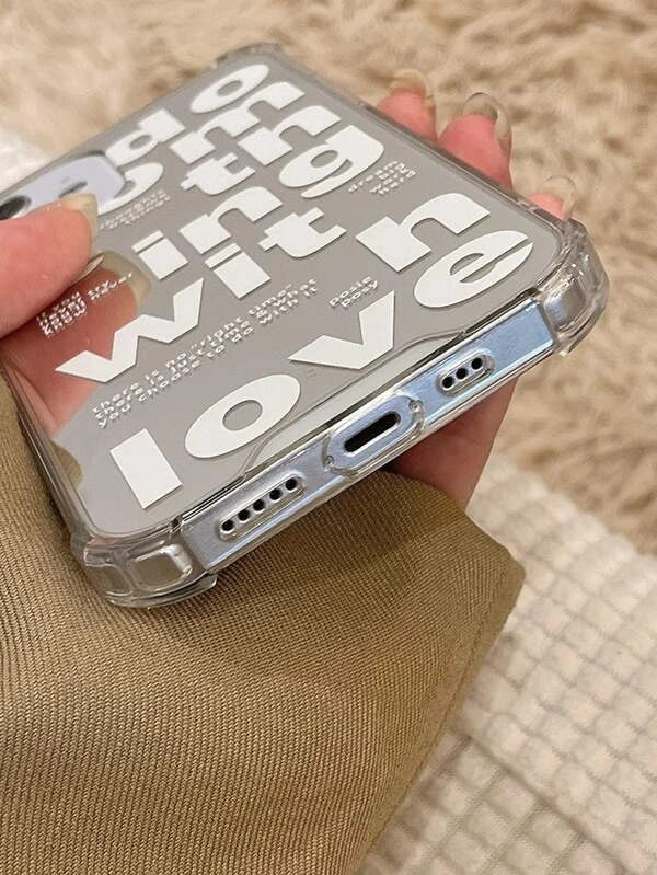 Letter Graphic Mirror Phone Case