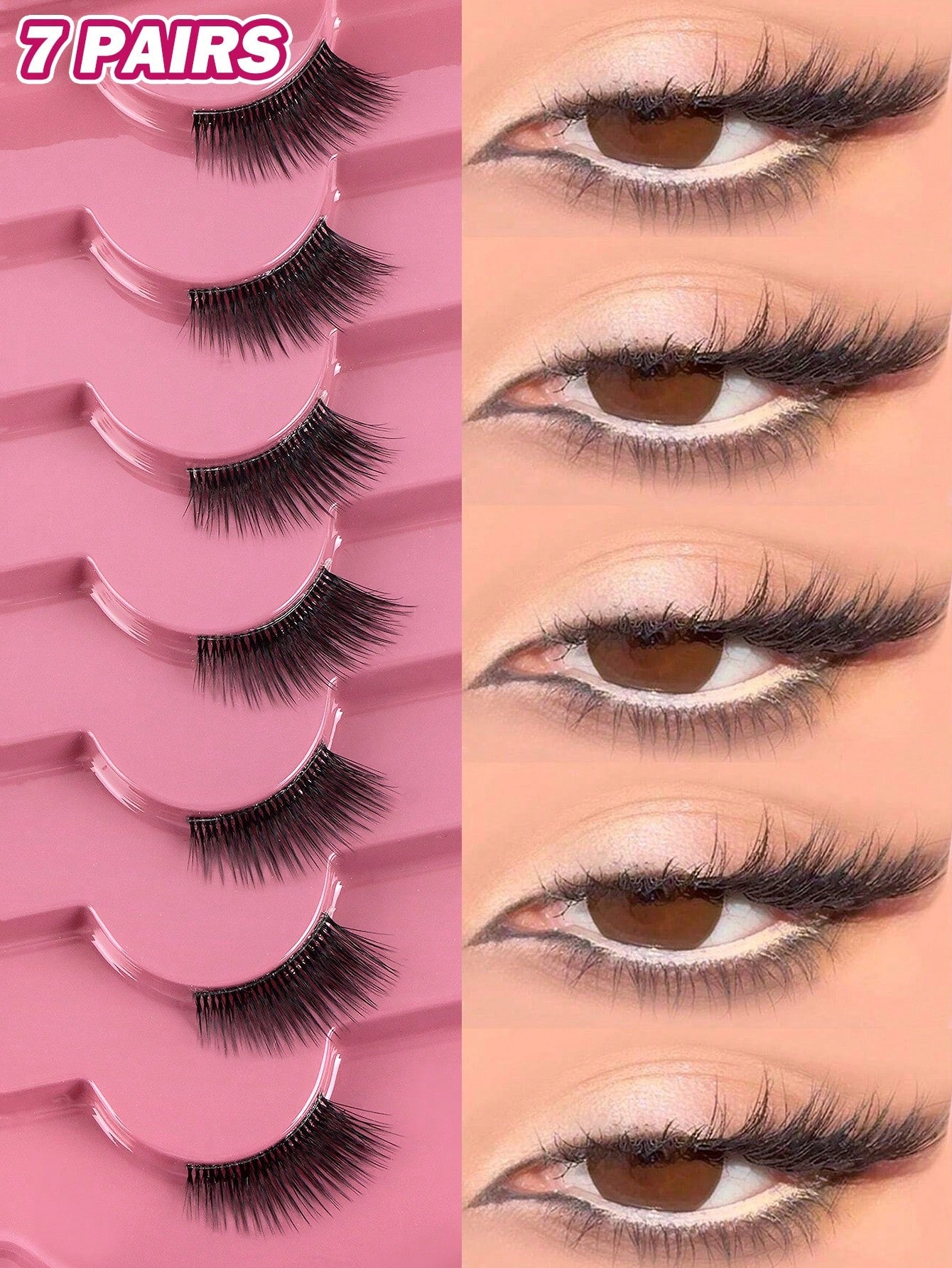 MAGEFY 7 Pairs Half-Strip False Eyelashes, Natural Cat Eye False Lashes, Cartoon Style False Lashes