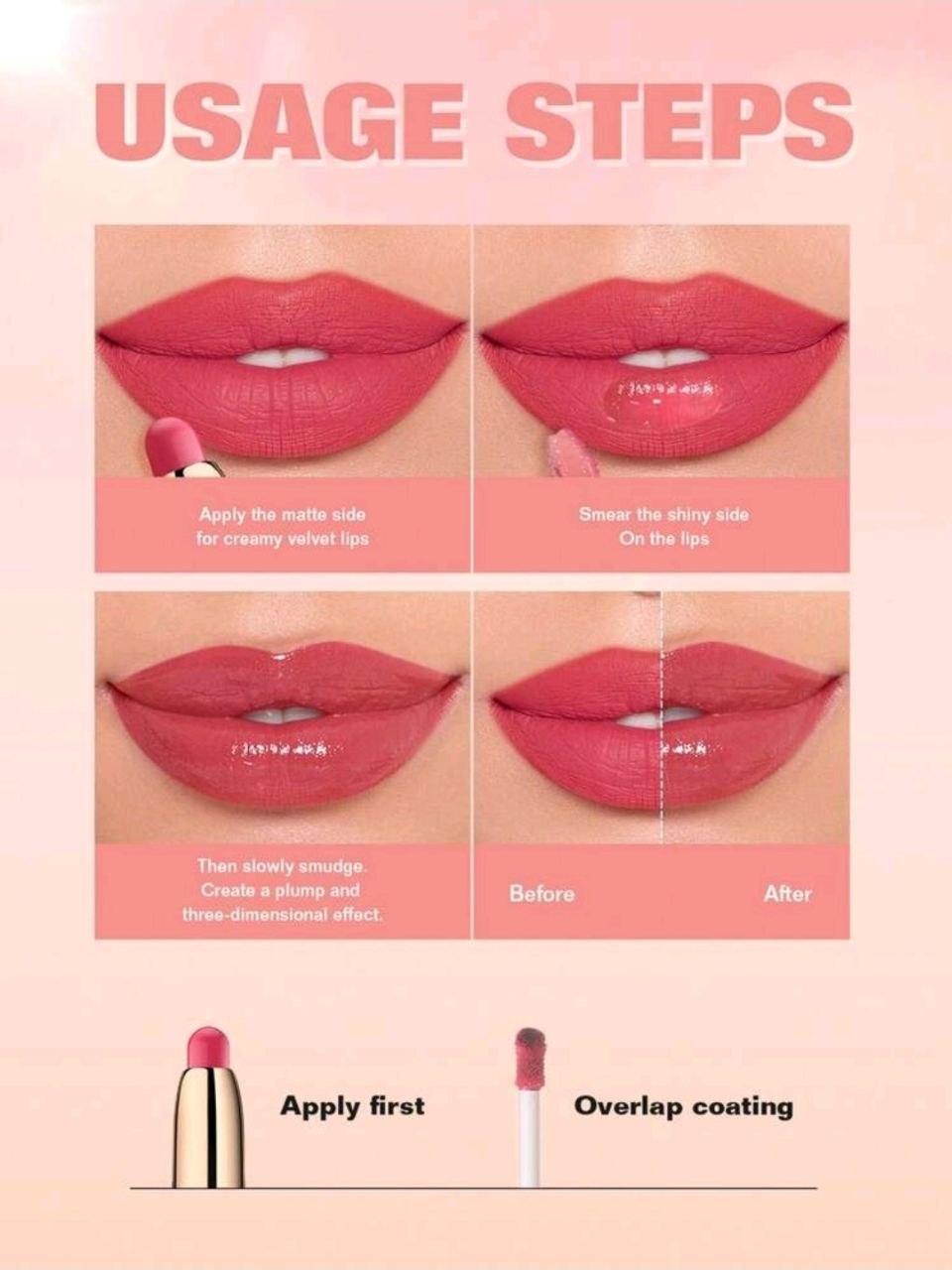 Pudaier 2-In-1 Matte Lipstick &amp; Gloss: Dual Effects Of Matte &amp; Shine, Long-Lasting &amp; Smudge-Proof Lip #05