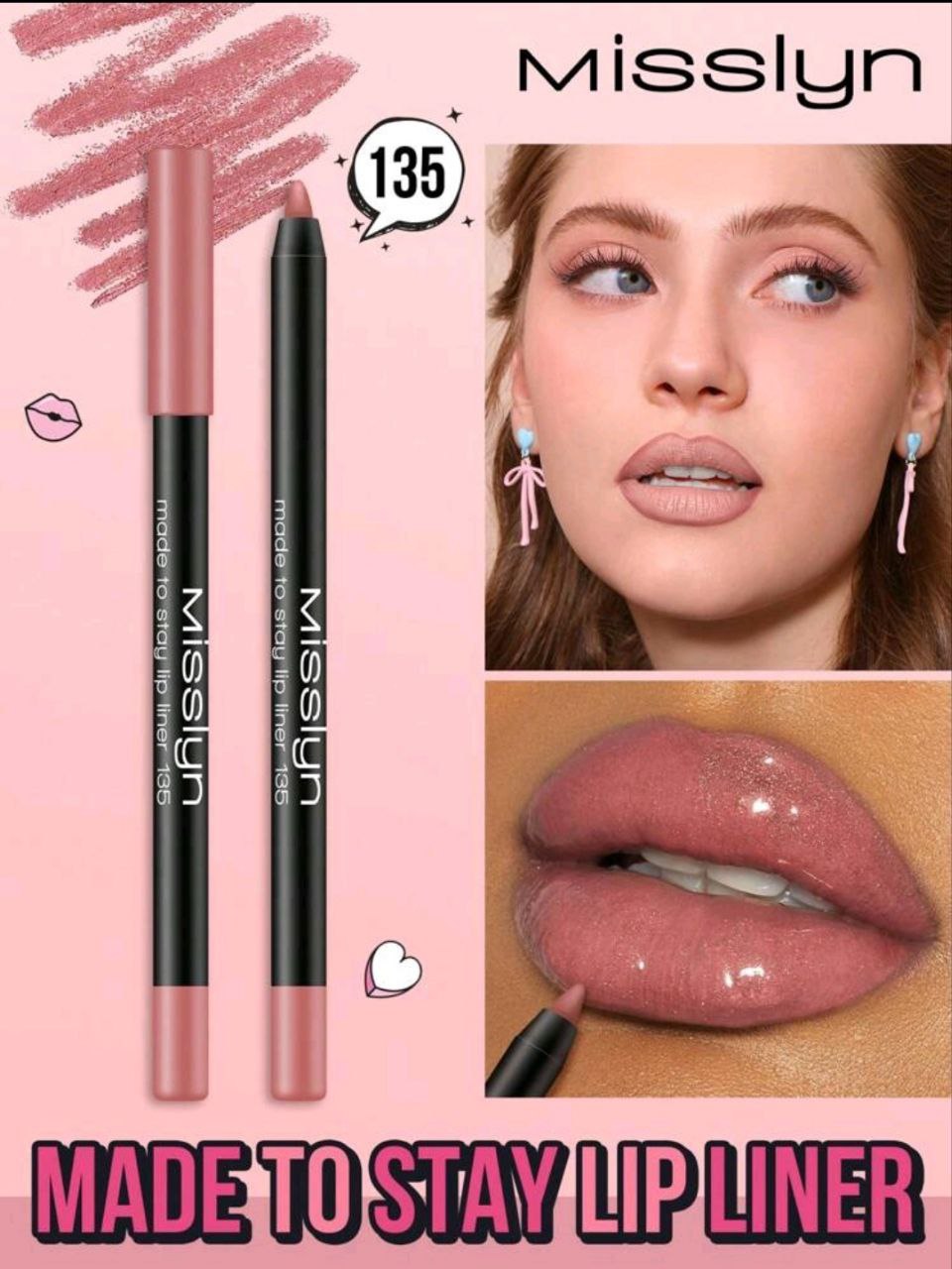 MissIyn Made To Stay Lip Liner, Matte Lip Liner.135