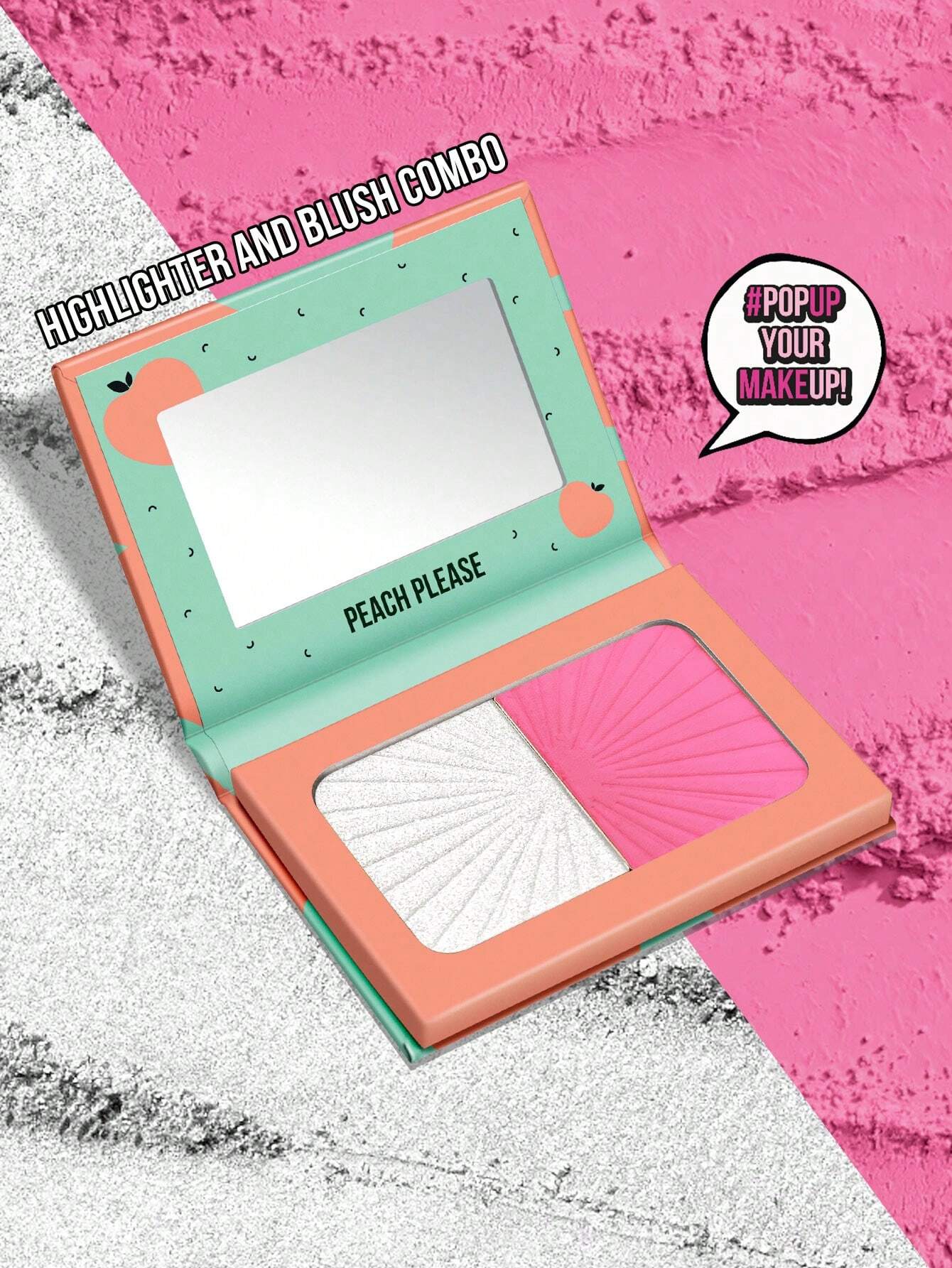 MissIyn Fruity Beauty Strobing Highlighter &amp; Highlighter Set, Shimmery Metallic Finish Brilliant White+Pink