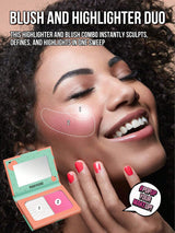 MissIyn Fruity Beauty Strobing Highlighter &amp; Highlighter Set, Shimmery Metallic Finish Brilliant White+Pink