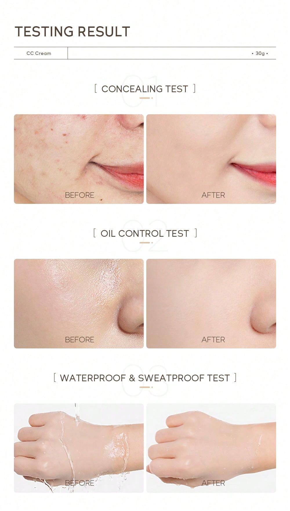 Moisturizing Liquid Foundation, 1Pc 30G Long-Wearing Waterproof Facial Makeup 102 Ivory