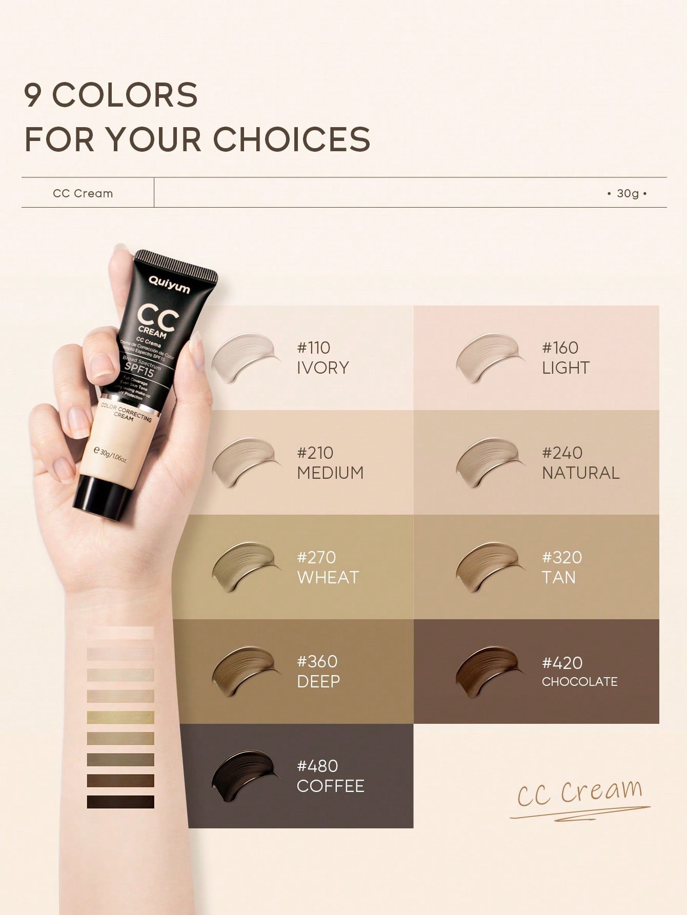 Moisturizing Liquid Foundation, 1Pc 30G Long-Wearing Waterproof Facial Makeup Dark Chocolate