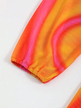 New Summer Beach Cover Up Sheer Mesh Printed Sunscreen Shirt Long Sleeve Beach