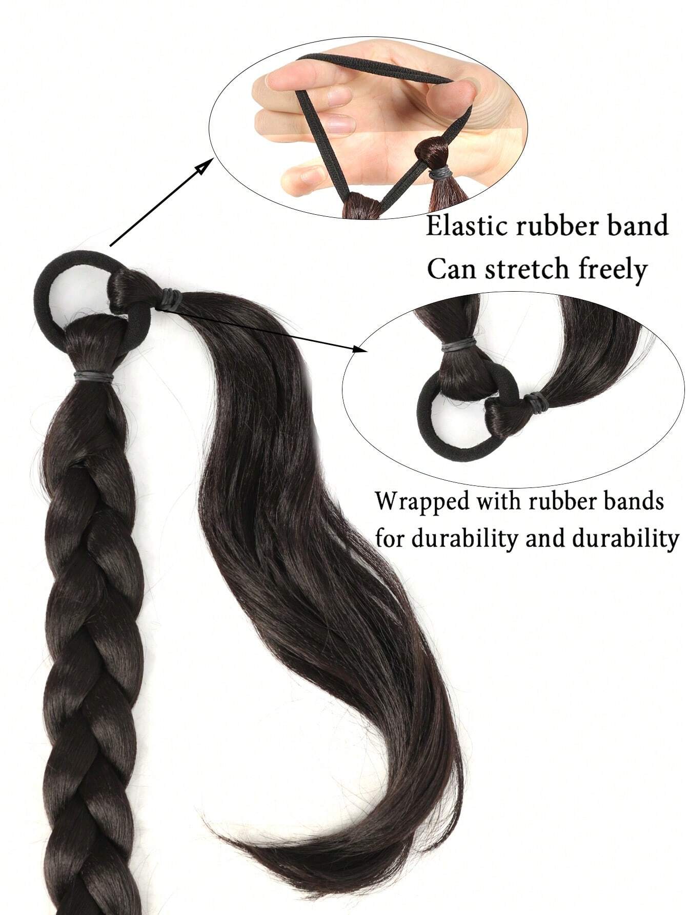 Ponytail Extensions Synthetic Boxing Braids Ponytail Hair Rope For Women High Temperature Fiber Black Brown Ponytail