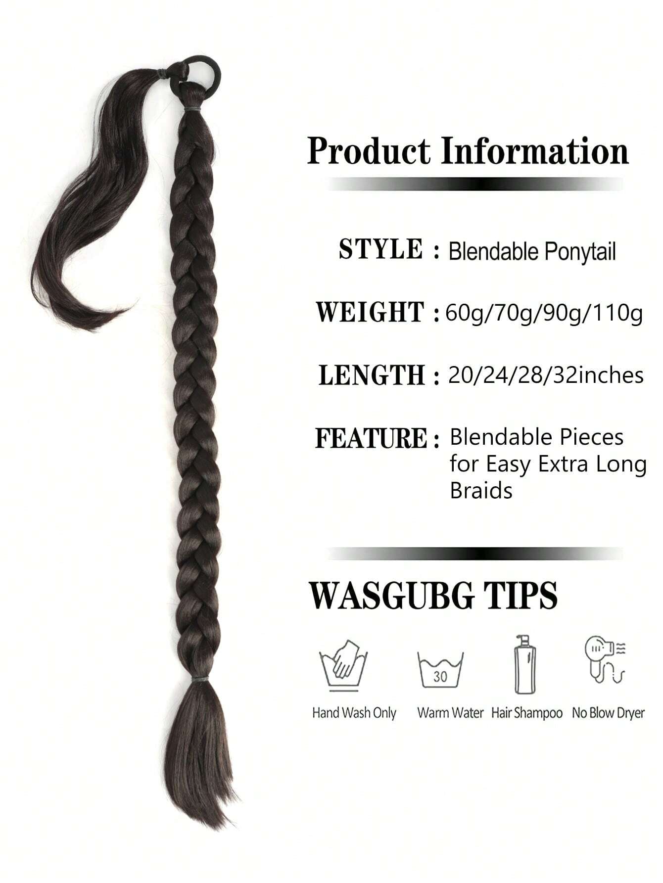 Ponytail Extensions Synthetic Boxing Braids Ponytail Hair Rope For Women High Temperature Fiber Black Brown Ponytail