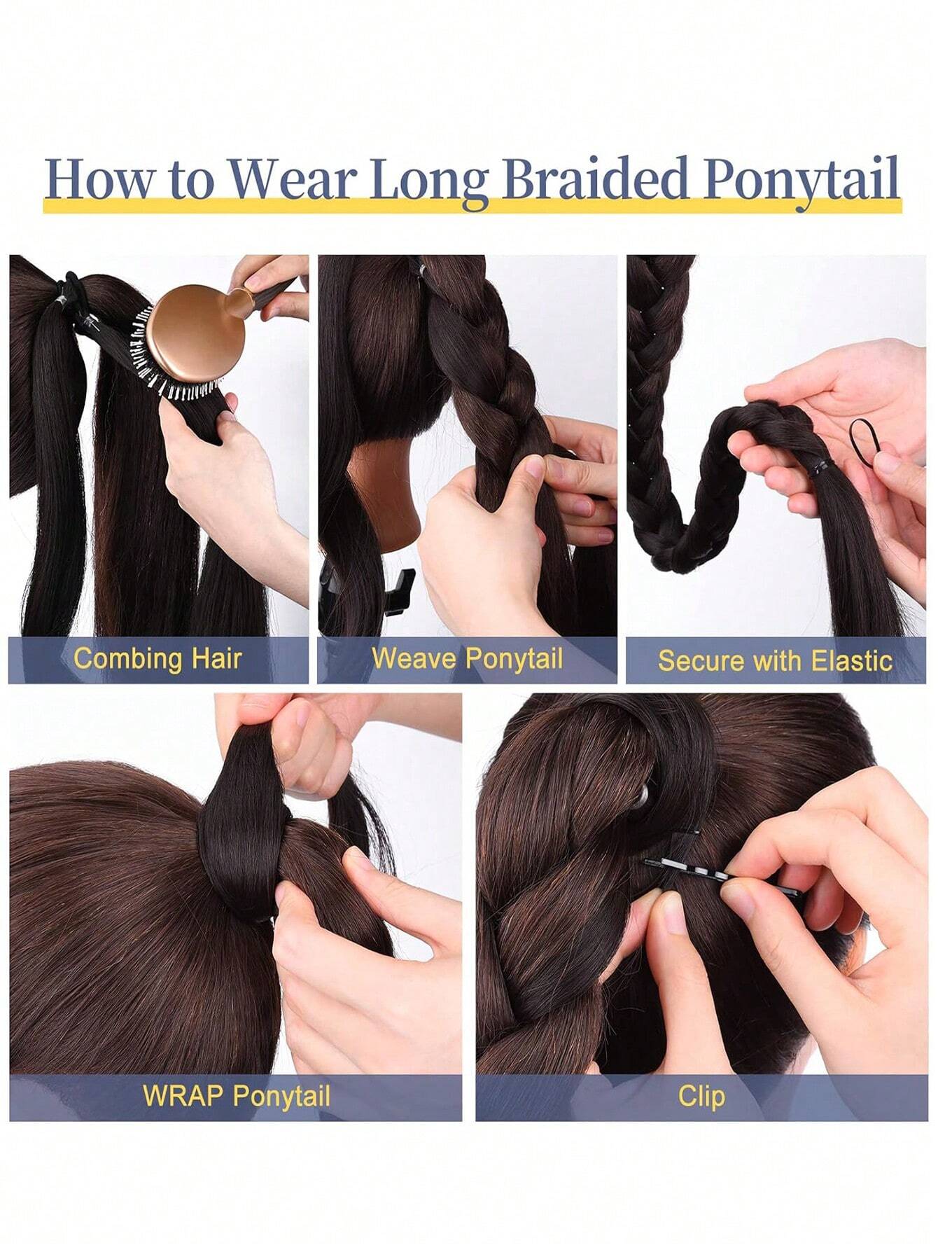 Ponytail Extensions Synthetic Boxing Braids Ponytail Hair Rope For Women High Temperature Fiber Black Brown Ponytail