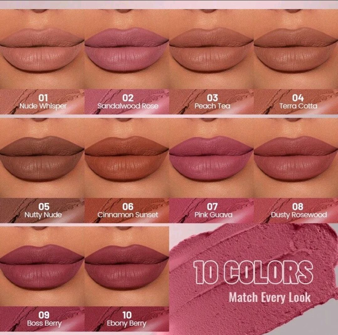 Pudaier Waterproof Lip Mousse – Smudge-Proof, Non-Sticky Lip Gloss, Cup-Proof, Long-Lasting, Easy To Apply, Matte Finish Lip Glaze