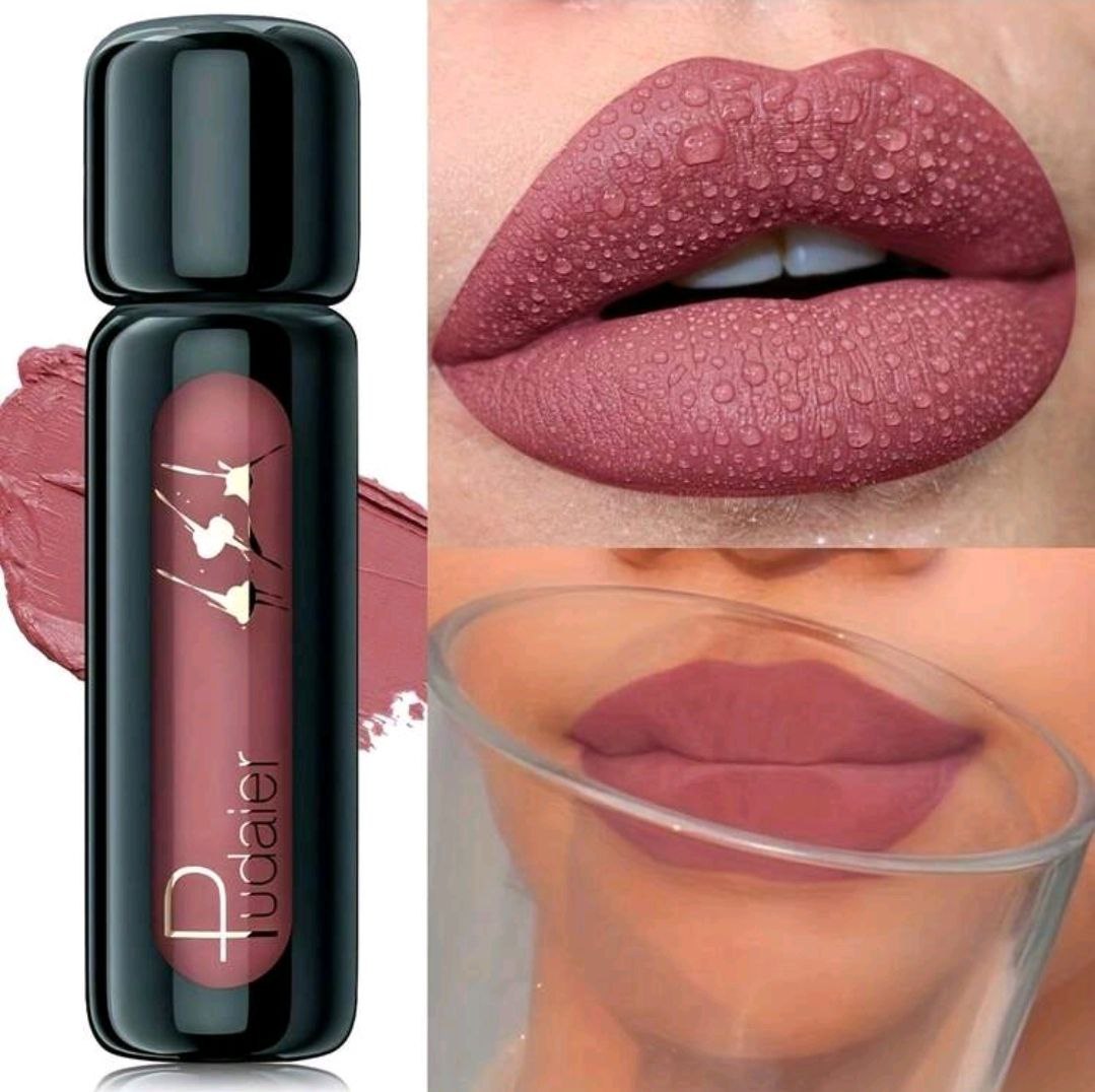 Pudaier Waterproof Lip Mousse – Smudge-Proof, Non-Sticky Lip Gloss, Cup-Proof, Long-Lasting, Easy To Apply, Matte Finish Lip Glaze