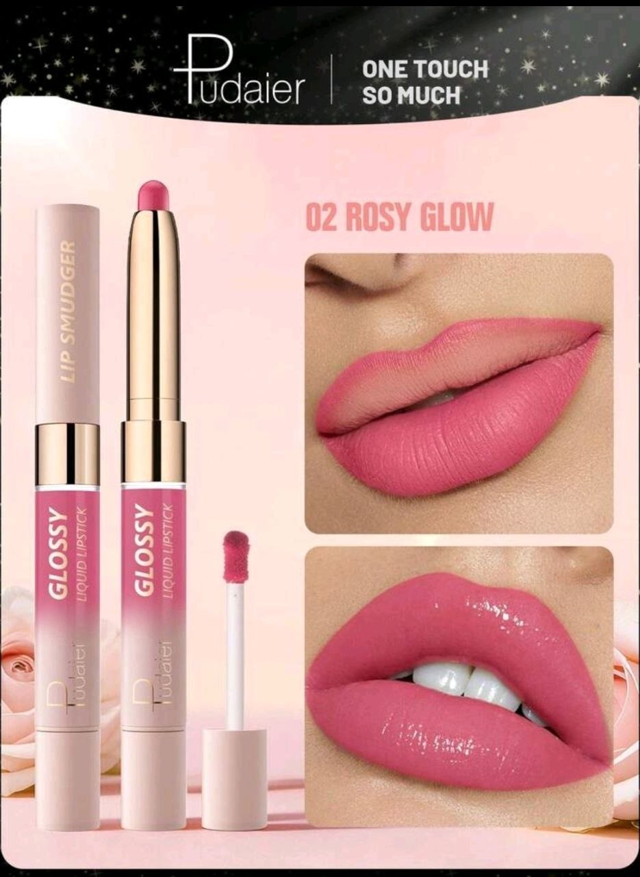 Pudaier 2-In-1 Matte Lipstick &amp; Gloss: Dual Effects Of Matte &amp; Shine, Long-Lasting &amp; Smudge-Proof Lip, Perfect For Hottest Festive &amp; Daily Makeup Looks #02