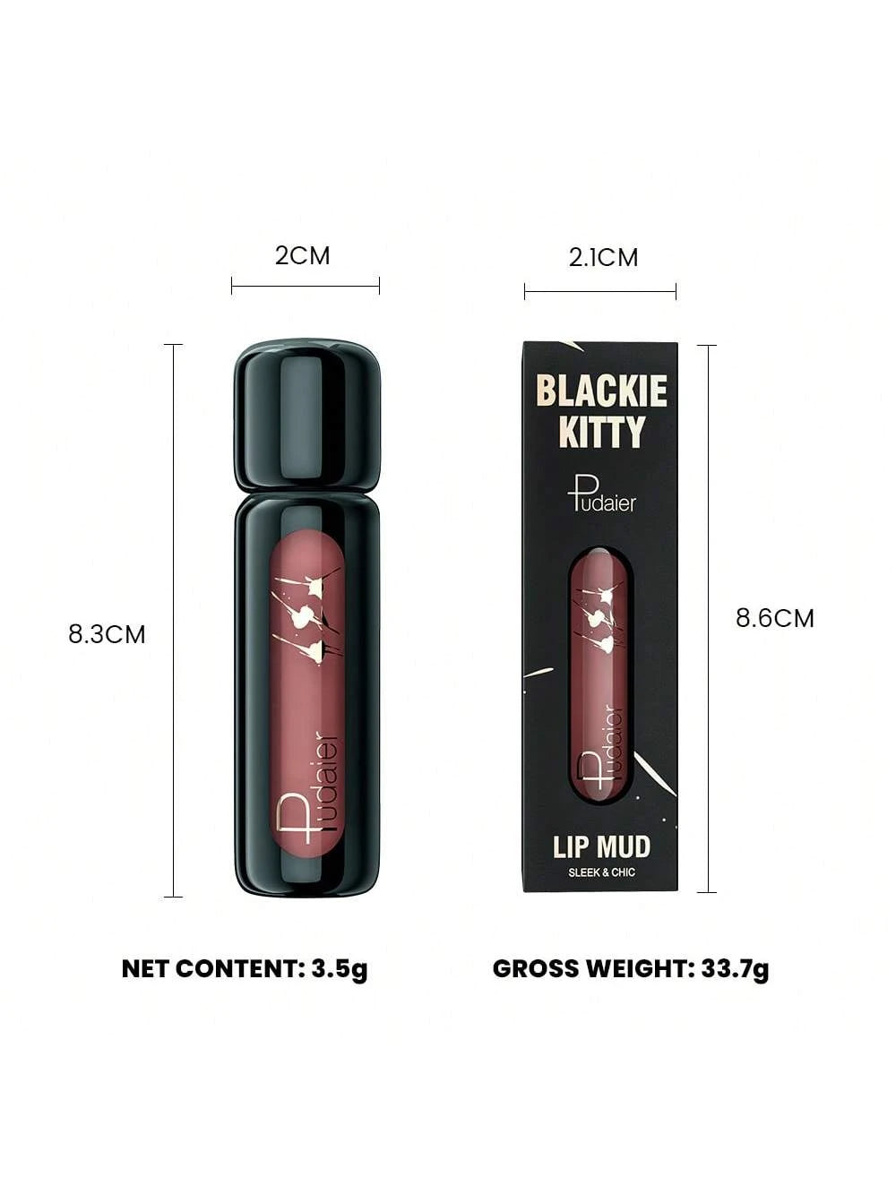Pudaier Waterproof Lip Mousse Smudge-Proof, Non-Sticky Lip Gloss, Cup-Proof, Long-Lasting, Easy To Apply, Matte Finish Lip Glaze
