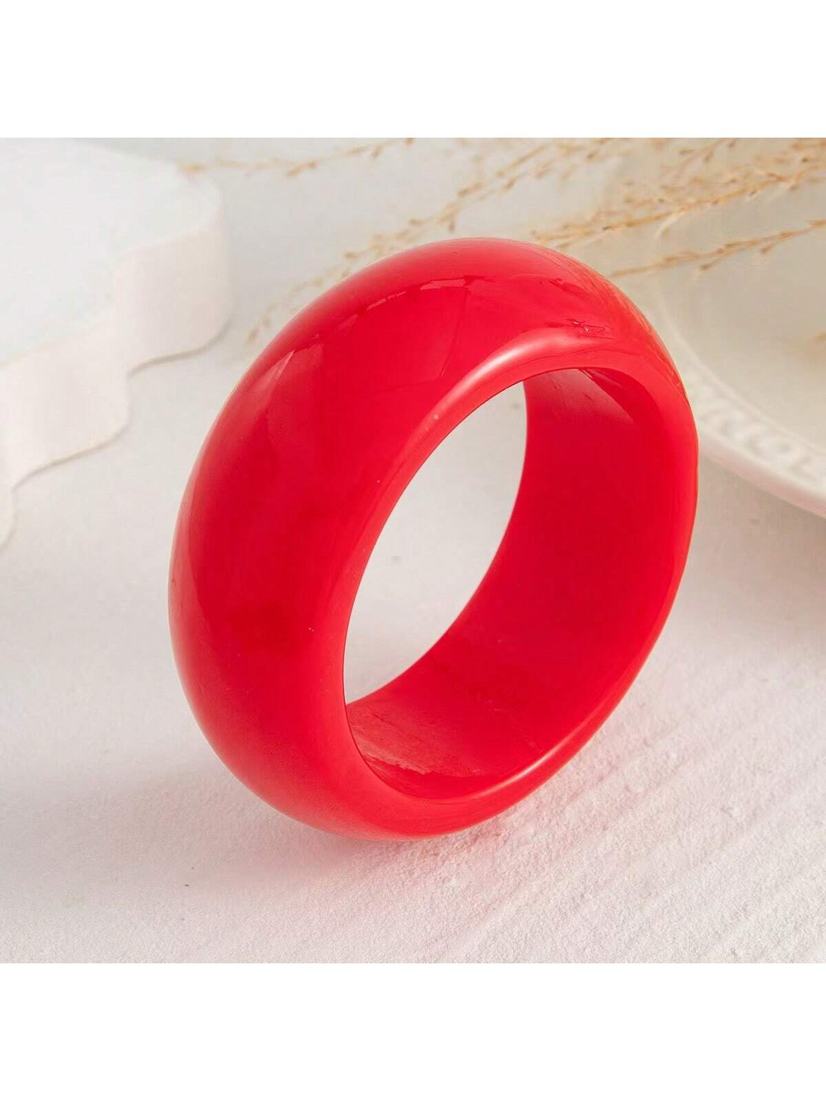 Retro European Style Personalized Artistic Resin Textured Oversized Geometric Round Acrylic Bangle Bracelet
