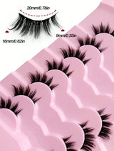 Rikuaild 7 Pairs Natural Look Half-Lash False Eyelashes, Fluffy Soft Cat Eye Style