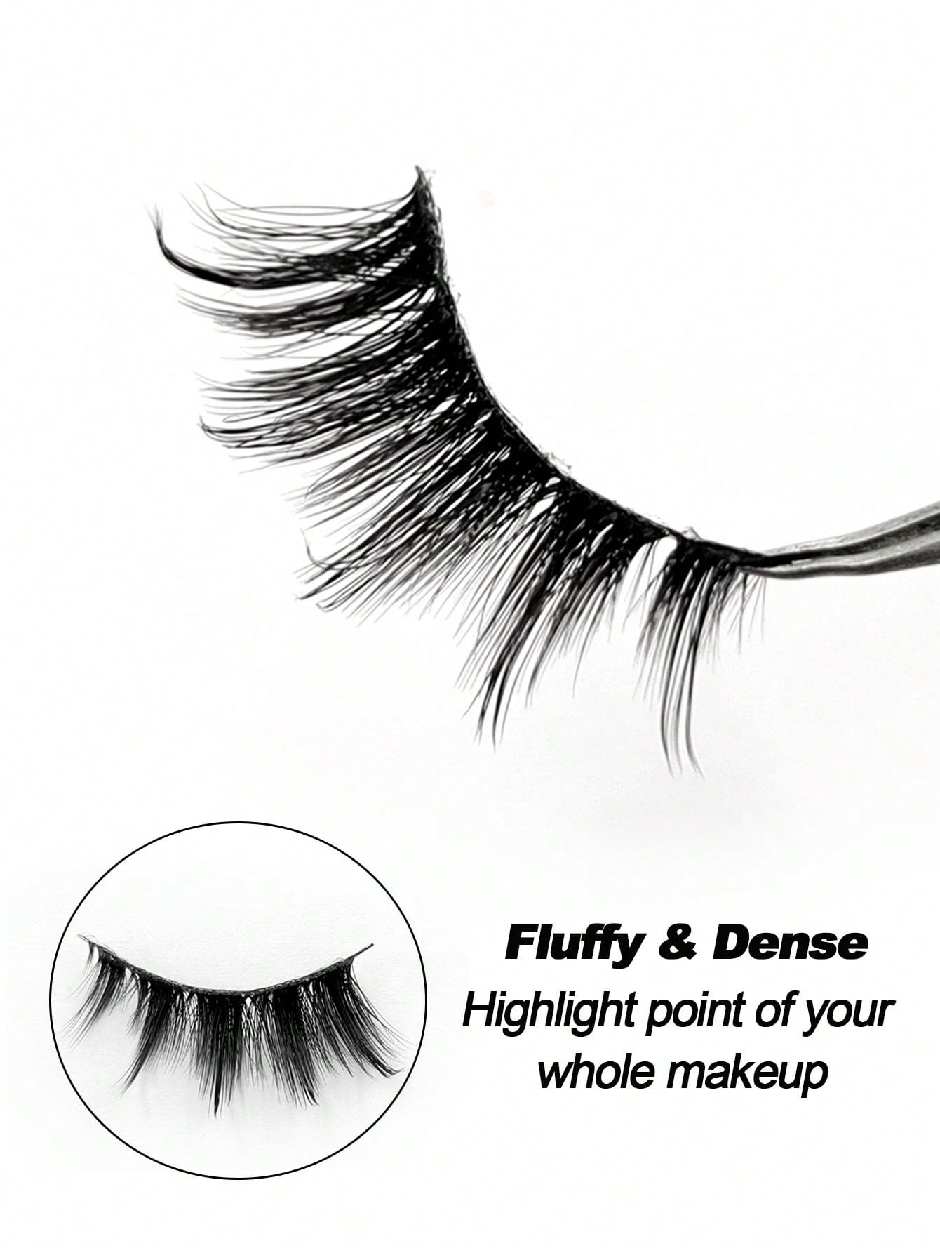 Rikuaild 7 Pairs Natural Look Half-Lash False Eyelashes, Fluffy Soft Cat Eye Style