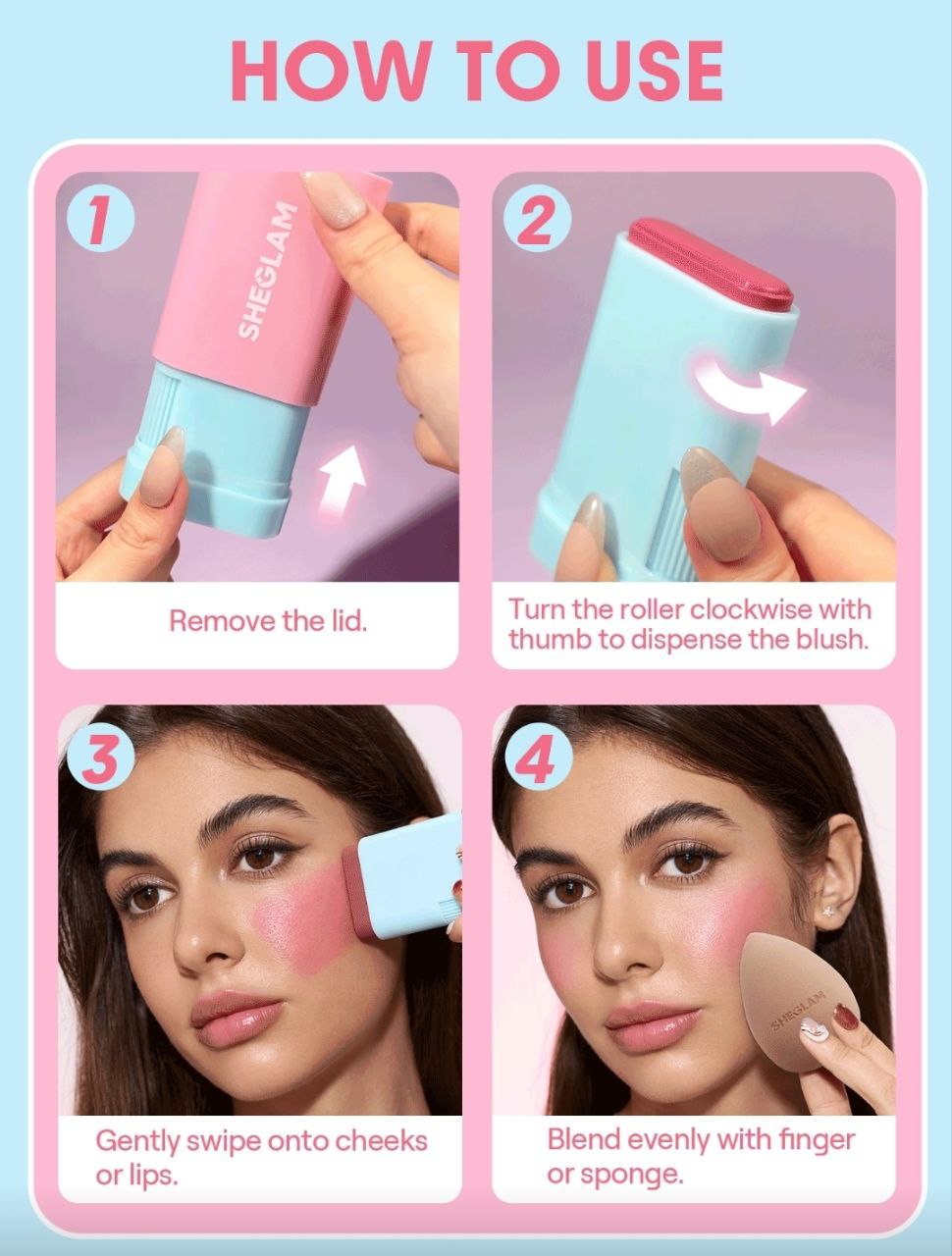 SHEGLAM Glass Glow Blush Stick-Stunner Rare Brand Beauty Makeup Face