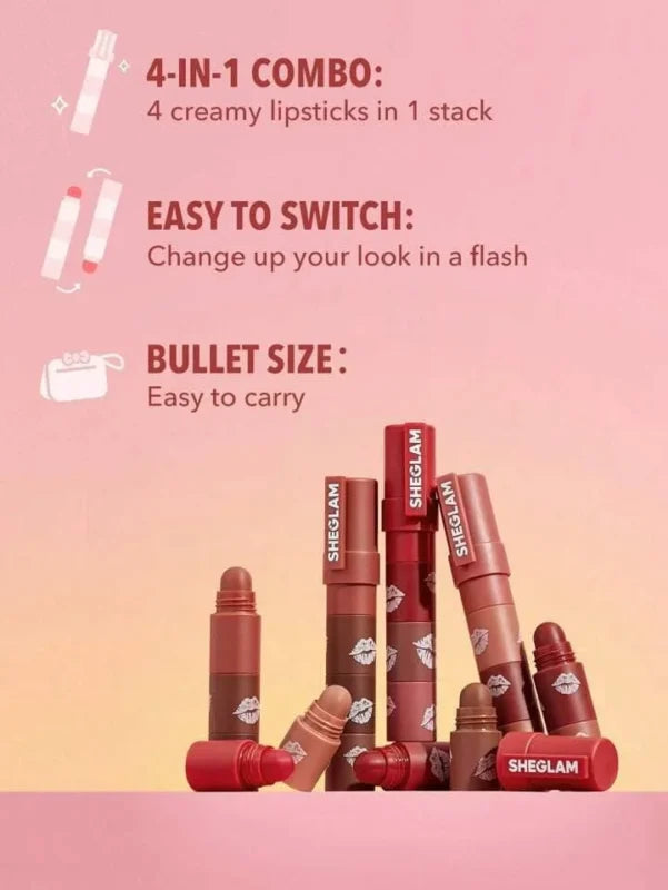 SHEGLAM Mega Lip Stacks-Pink-Petal Stack 4 In 1 Creamy-Matte Petal Stack