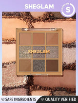 SHEGLAM Nine To Fine Eyeshadow Palette-Silent Disco 9-Color Matte Glitter Eyeshadow Palette Gold High Shine Glitter Rose Ultra Pigmented Smooth Blendable Eyeshadow