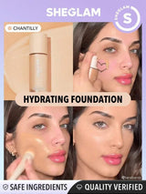SHEGLAM Skinfinite Hydrating Foundation-Chantilly Flawless Dewy Foundation Hydrating Coverage Lightweight Natural Soft Liquid Foundation