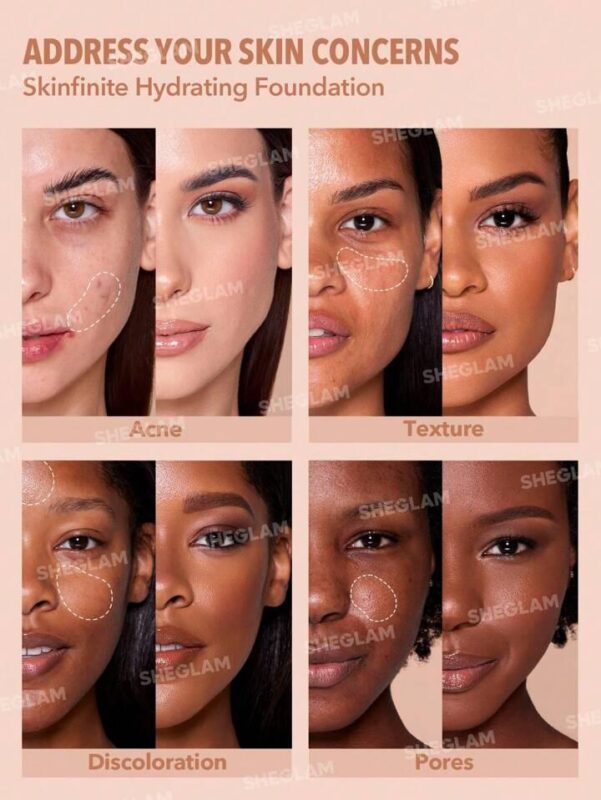 SHEGLAM Skinfinite Hydrating Foundation-Chantilly Flawless Dewy Foundation Hydrating Coverage Lightweight Natural Soft Liquid Foundation