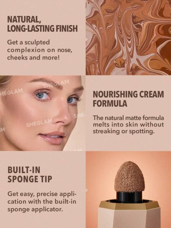SHEGLAM Sun Sculpt Liquid Contour-Tawny Amber  Gel Cream Contour  Non-Greasy Long Lasting Highly Pigmented Natural Contour Contouring Weightless Bronzer