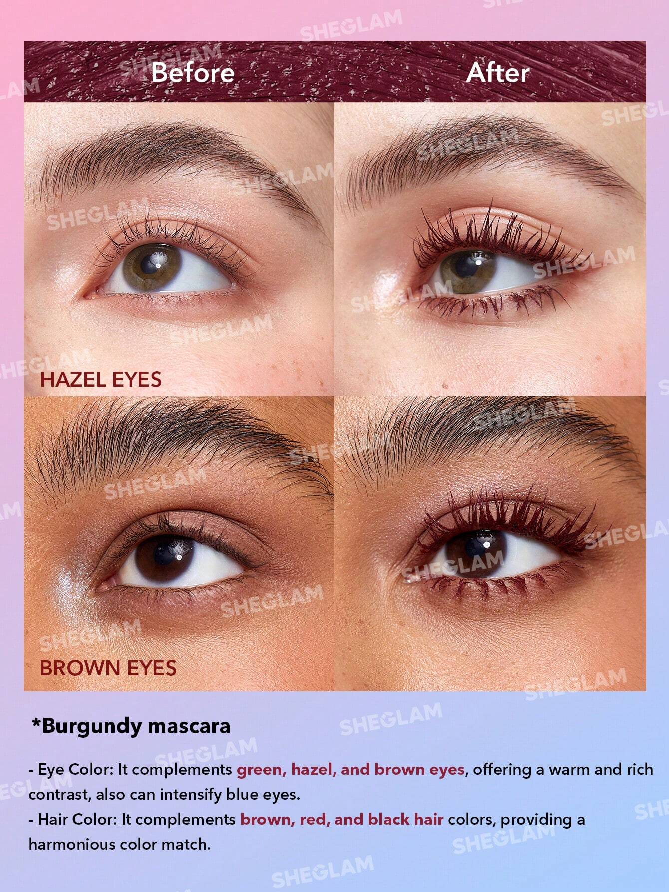 SHEGLAM All-In-One Volume &amp; Length Mascara-Waterproof Burgundy