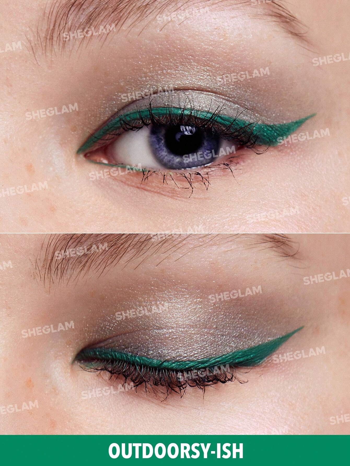 SHEGLAM Color Crush Liquid Eyeliner-Outdoorsy-Ish 7 Colors Smudge-Proof High Pigment Eyeliner Pencil Sweat-proof Long Lasting Easy To Use Green Eyeliner