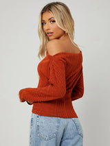 SHEIN Asymmetrical Neck Rib-knit Tee