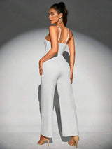 SHEIN BAE Contrast Sequin Wide Leg Cami Jumpsuit