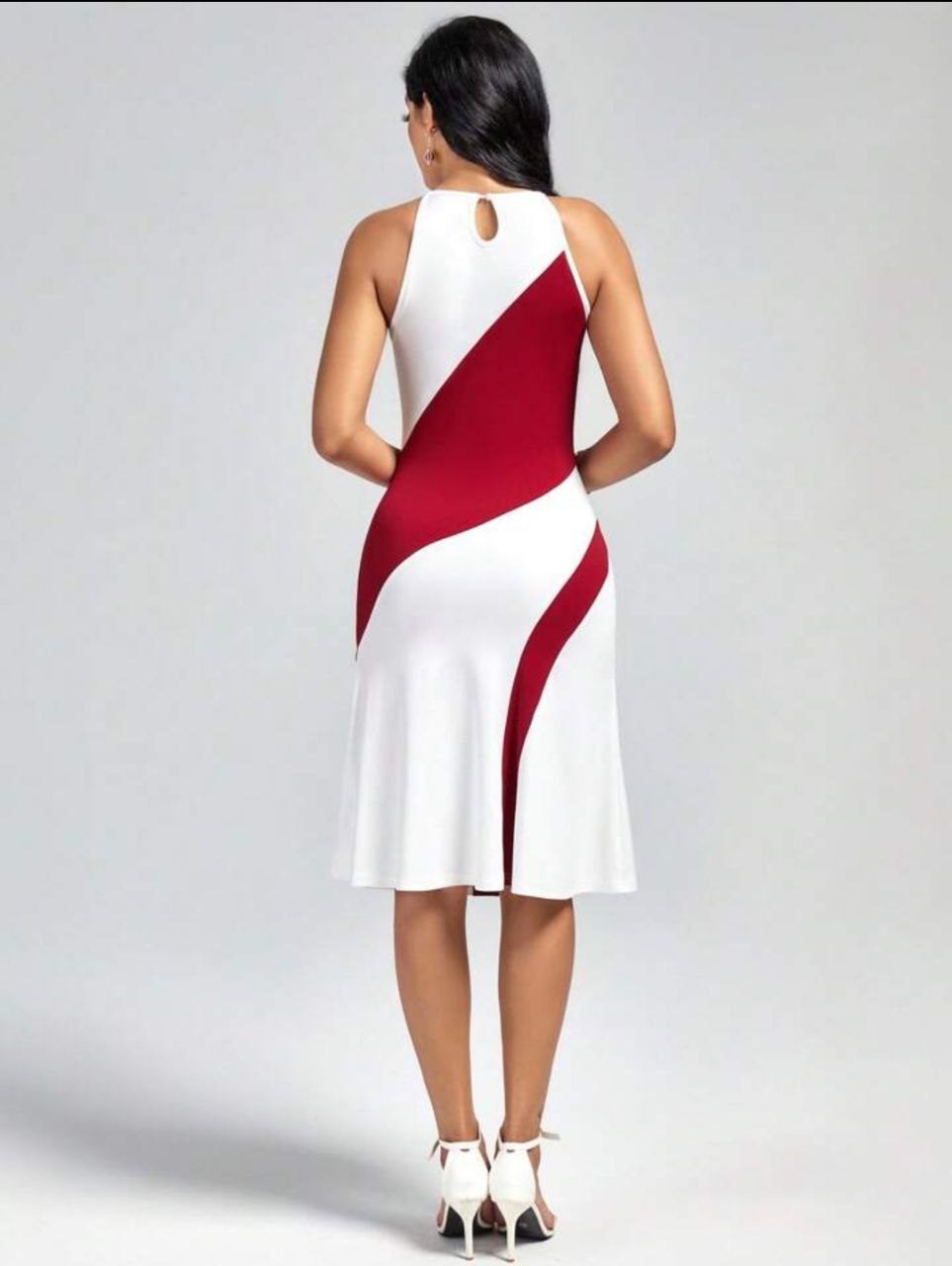 SHEIN Clasi Two Tone Halter Neck Cami Dress