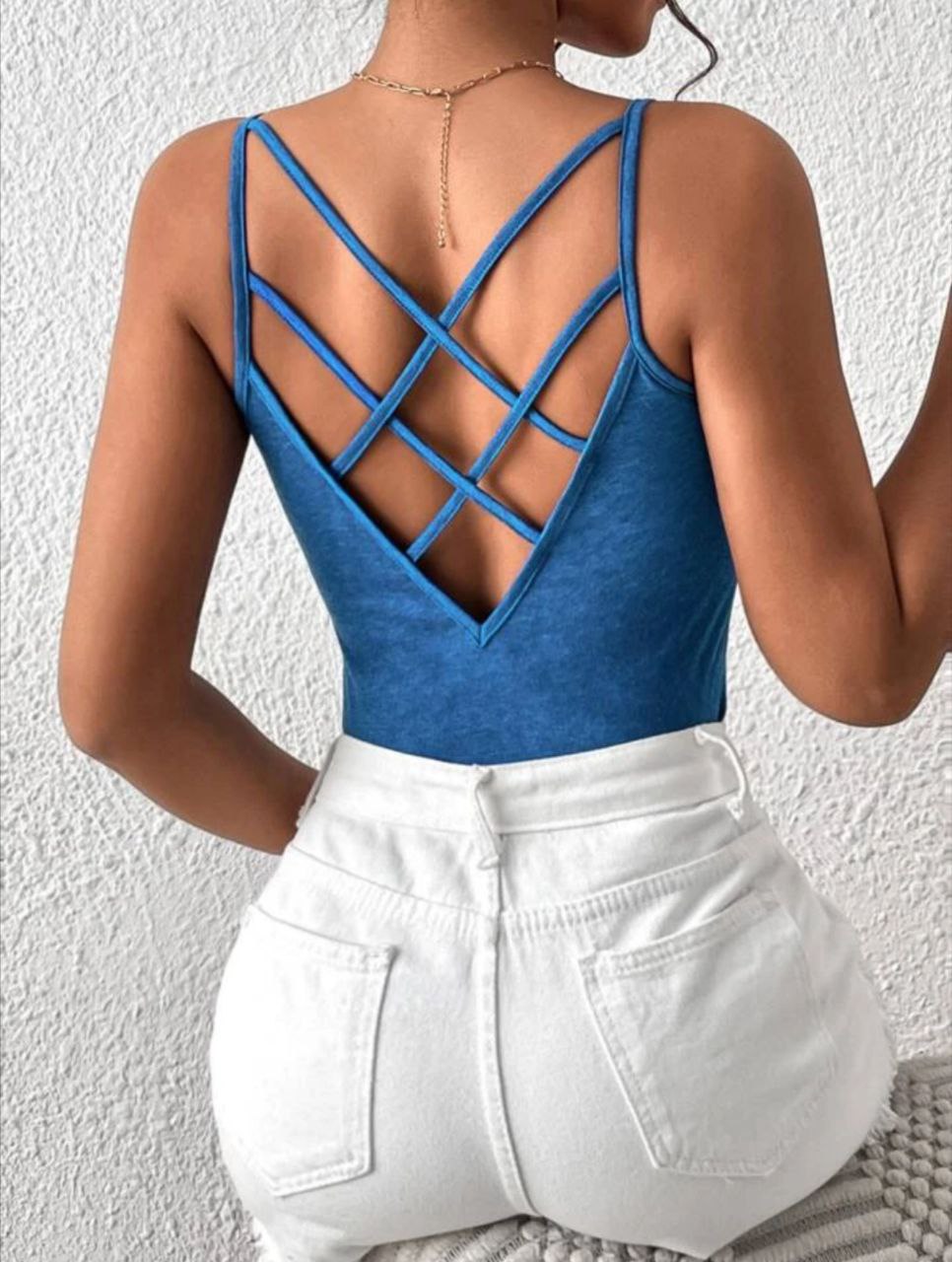 SHEIN Privé Crisscross Backless Cami Top